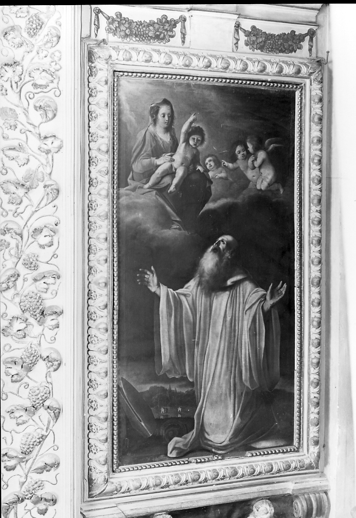 San Romualdo in estasi di fronte alla Vergine (dipinto) di Lazzarelli Giulio (metà sec. XVII)
