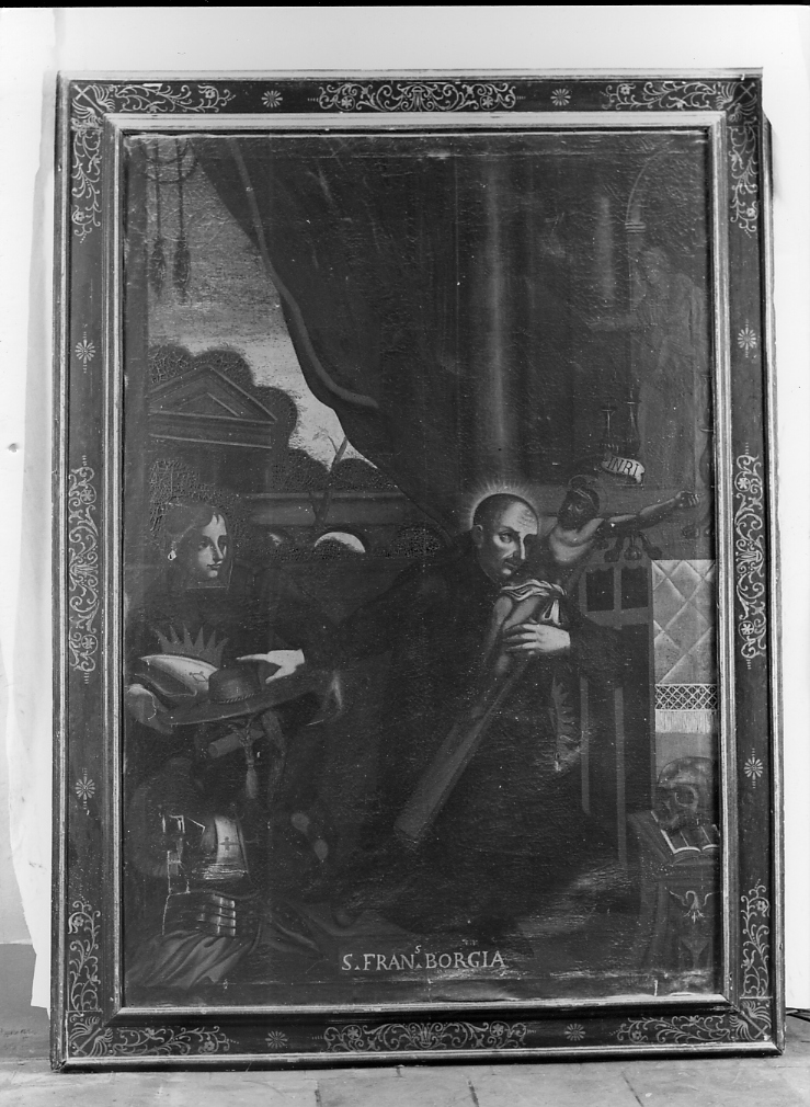 San Francesco Borgia adora il crocifisso (dipinto) - ambito marchigiano (fine sec. XVII)