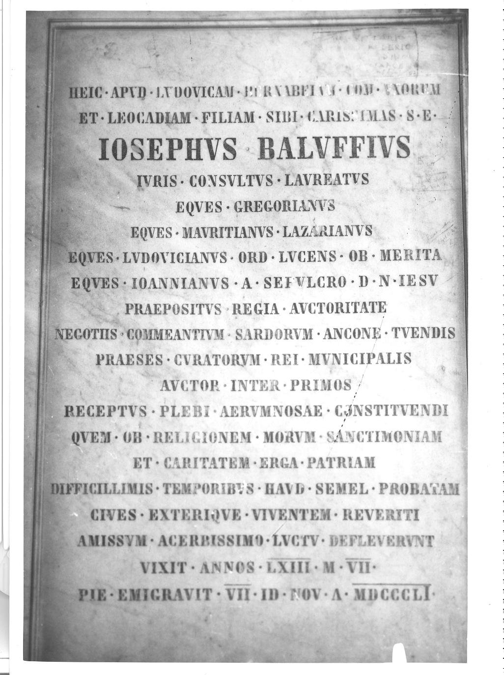 lapide commemorativa - bottega marchigiana (sec. XIX)