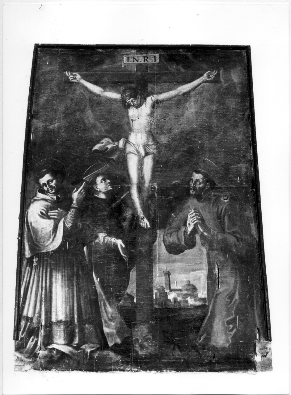 Cristo crocifisso e Santi (dipinto) - ambito marchigiano (sec. XVII)