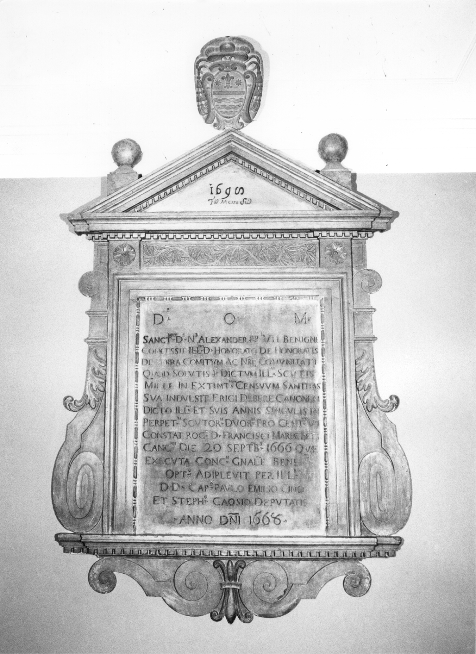 lapide commemorativa - bottega marchigiana (sec. XVII, sec. XVII)