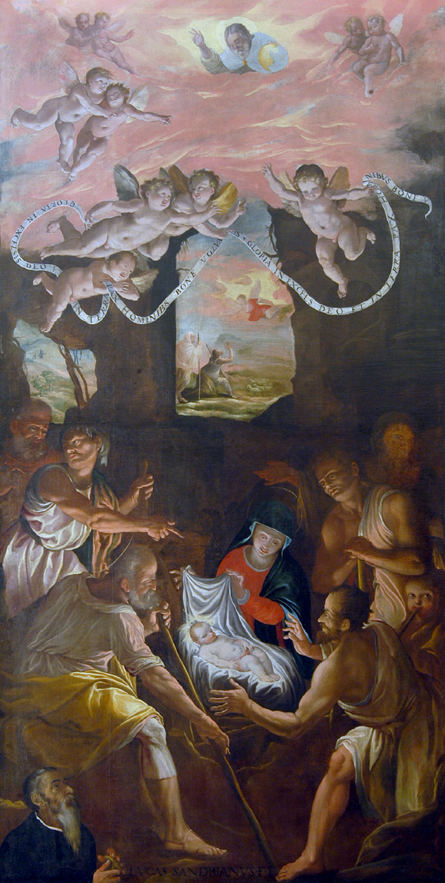 adorazione dei pastori (dipinto) di Bastiani Giuseppe (attribuito) (sec. XVI)
