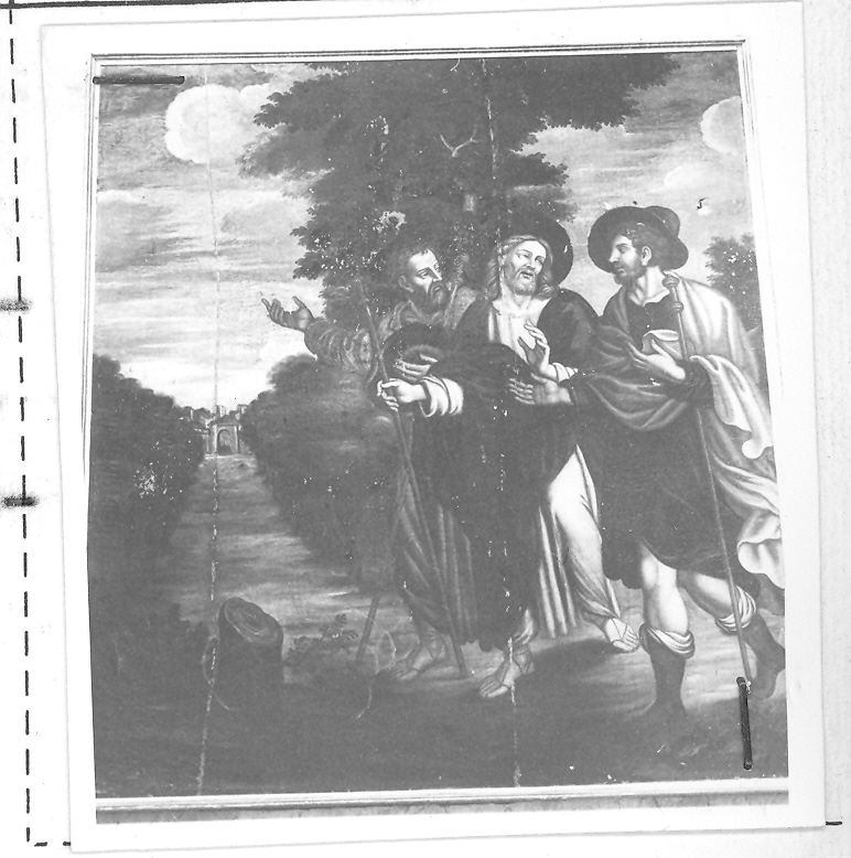 incontro di Cristo e i discepoli sulla via di Emmaus (dipinto) - ambito marchigiano (sec. XVI)
