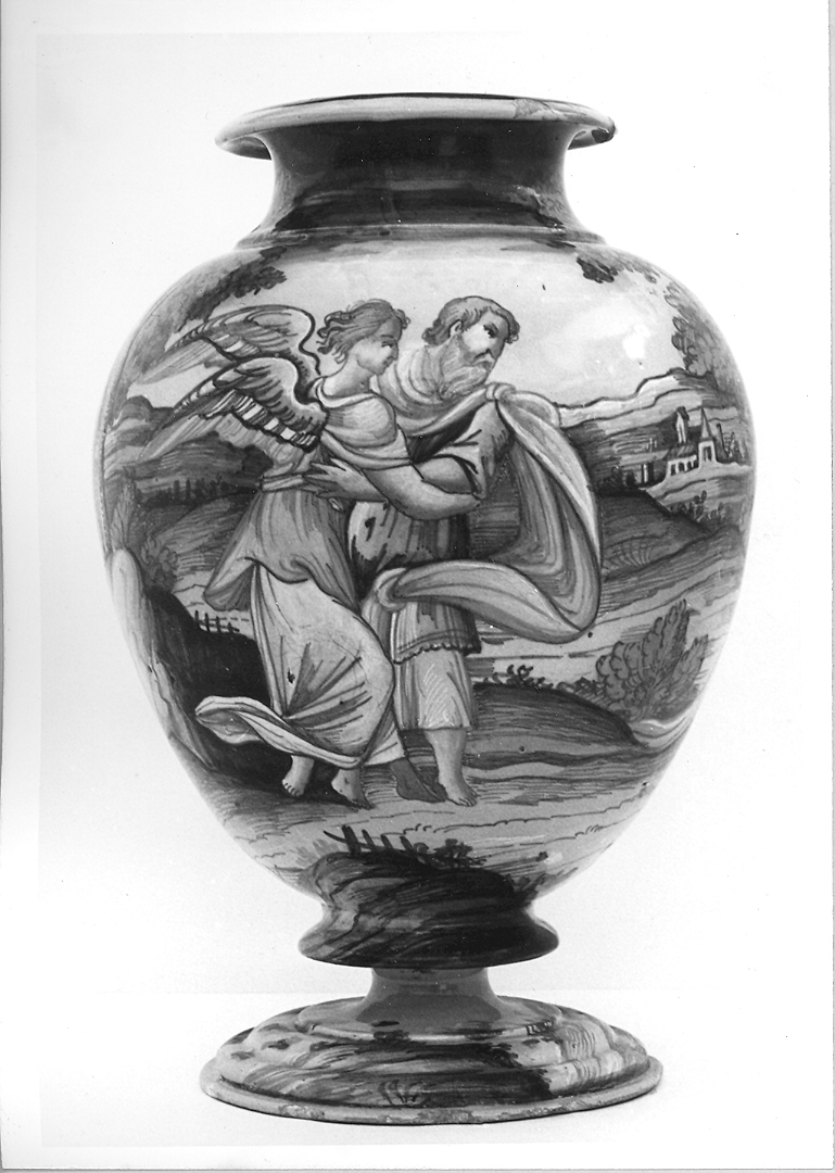 Giacobbe lotta con l'angelo (vaso) di Patanazzi Alfonso (bottega) (fine/inizio secc. XVI/ XVII)