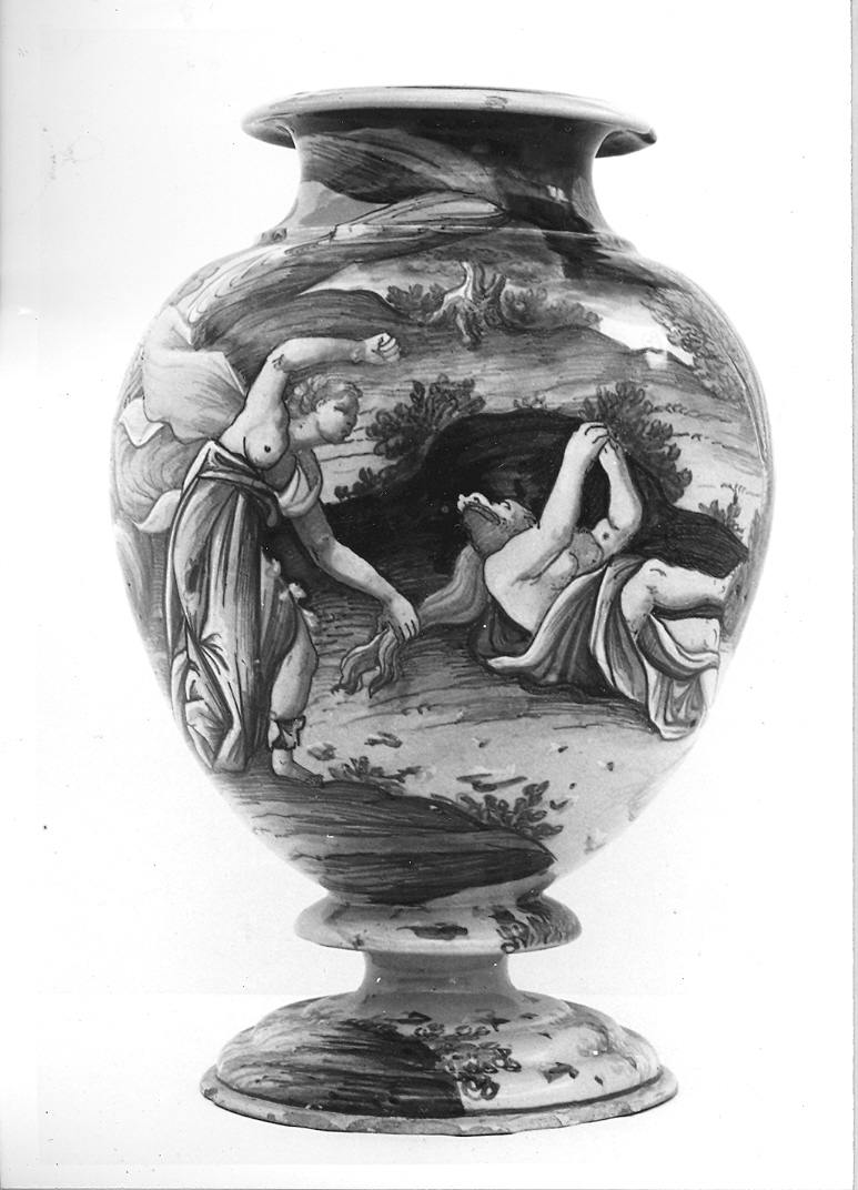 Enea e Anchise fuggono da Troia in fiamme (vaso) di Patanazzi Alfonso (bottega) (fine/inizio secc. XVI/ XVII)