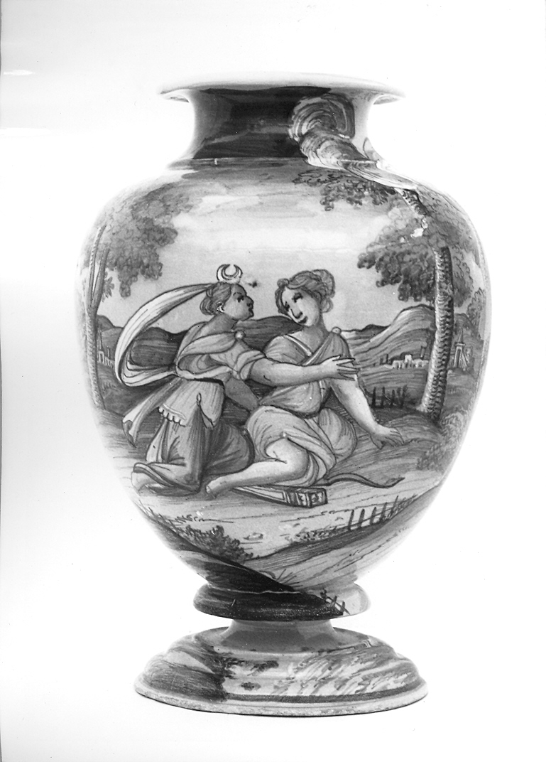 Mosè parte dall'Egitto con la moglie e i figli (vaso) di Patanazzi Alfonso (bottega) (fine/inizio secc. XVI/ XVII)