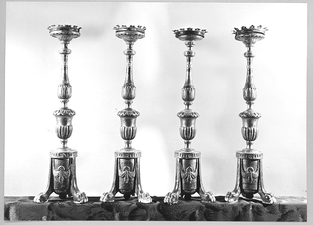 candeliere d'altare, serie - bottega marchigiana (sec. XIX)