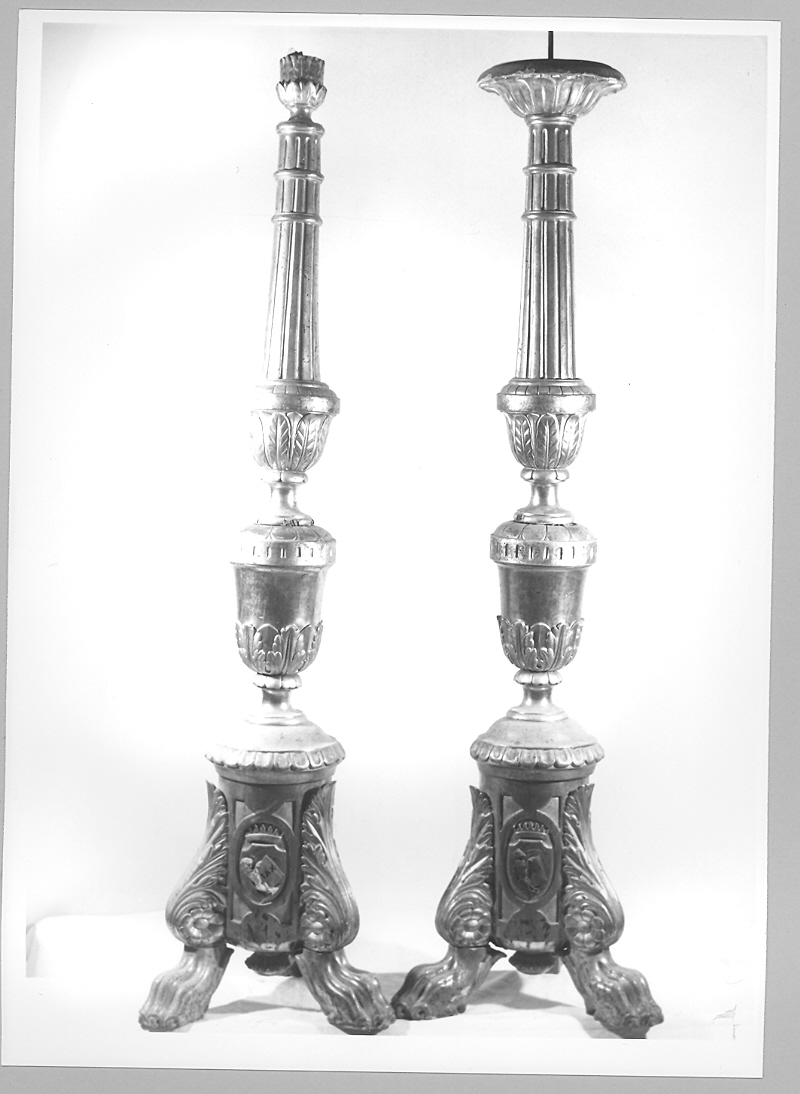 candelabro funebre, serie - bottega marchigiana (prima metà sec. XIX)