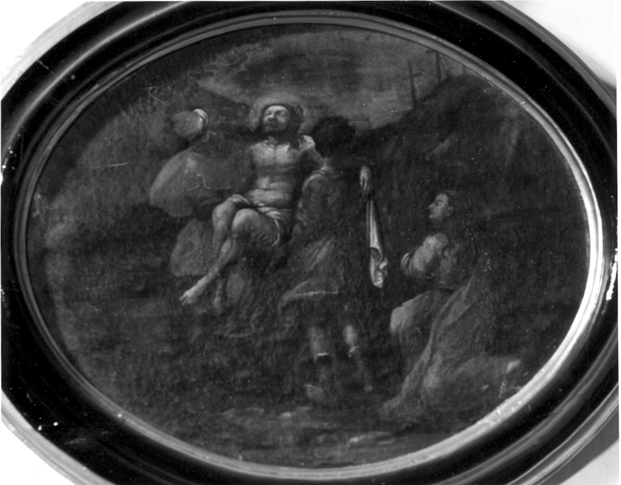 stazione XIV: Gesù deposto nel sepolcro (Via Crucis, elemento d'insieme) - ambito marchigiano (sec. XVIII)