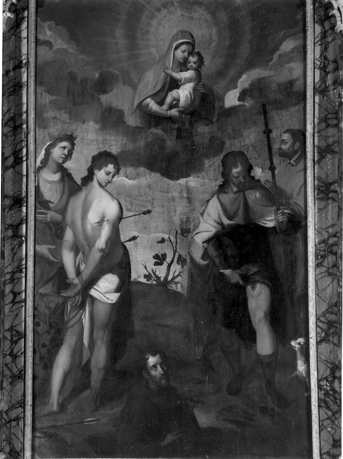 Madonna con Bambino e Santi (dipinto) di Sarti Antonino (sec. XVII)