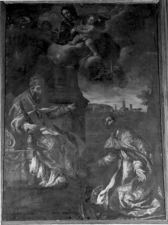 Madonna con Bambino e Santi (dipinto) di Aquilini Marcantonio (attribuito) (metà sec. XVII)