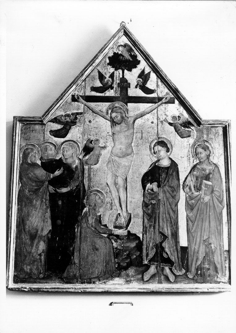 crocifissione di Cristo con la Madonna e santi (dipinto) di Maestro di Fossato (prima metà sec. XV)