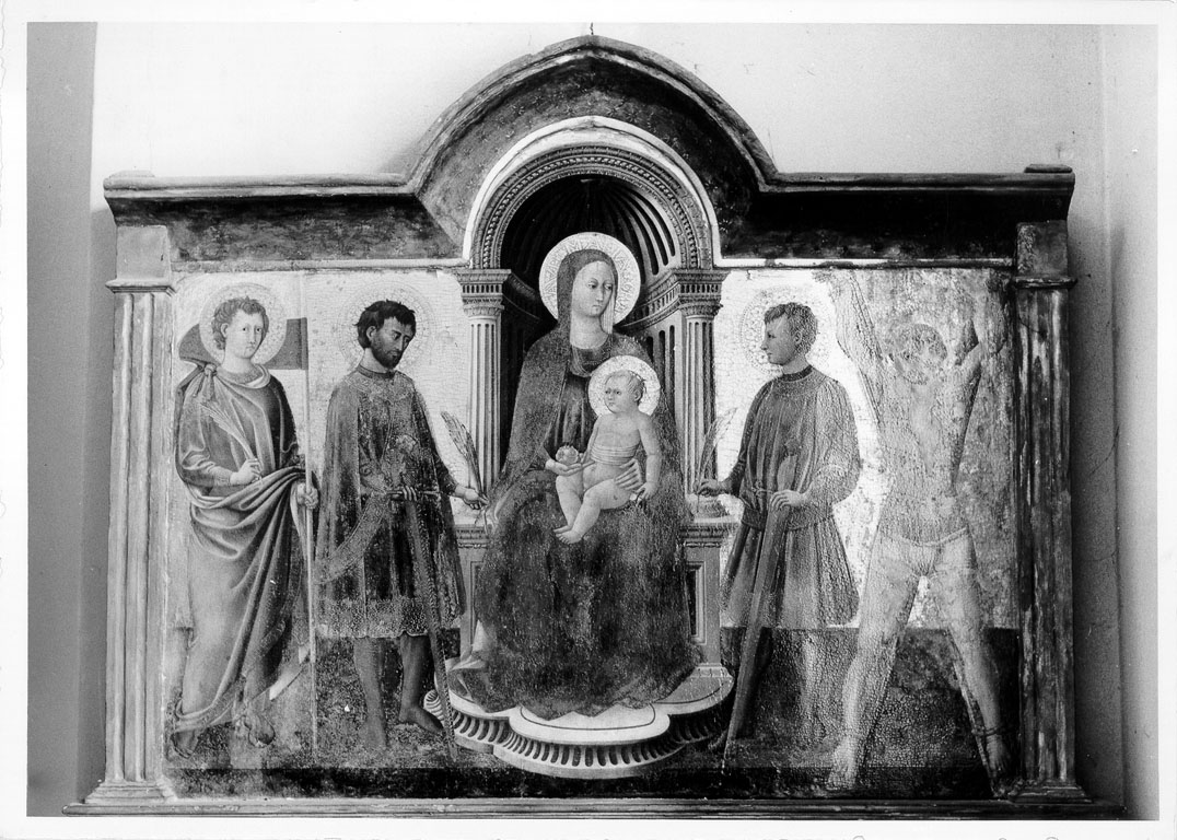 Madonna con Bambino in trono tra santi (dipinto) di Neri di Bicci (bottega) (sec. XV)