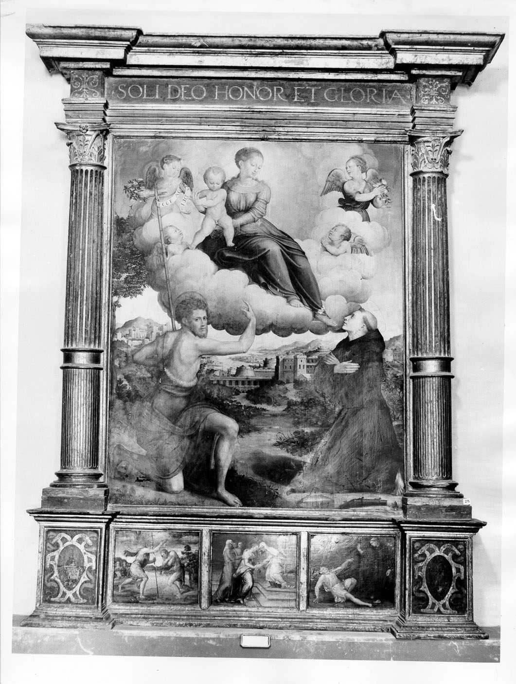 Madonna con Bambino e Santi (dipinto) di Pupini Biagio detto Dalle Lame (sec. XVI)