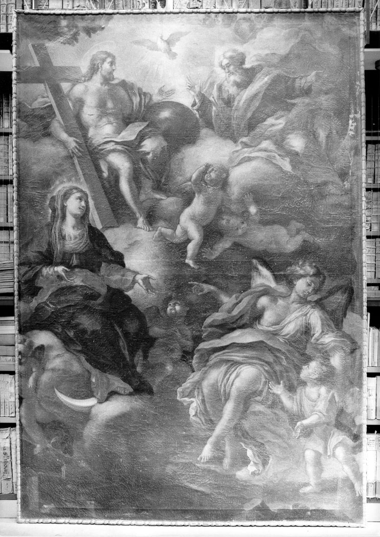 Dio Padre con Cristo la Madonna e angelo (dipinto) di Del Po Giacomo (primo quarto sec. XVIII)