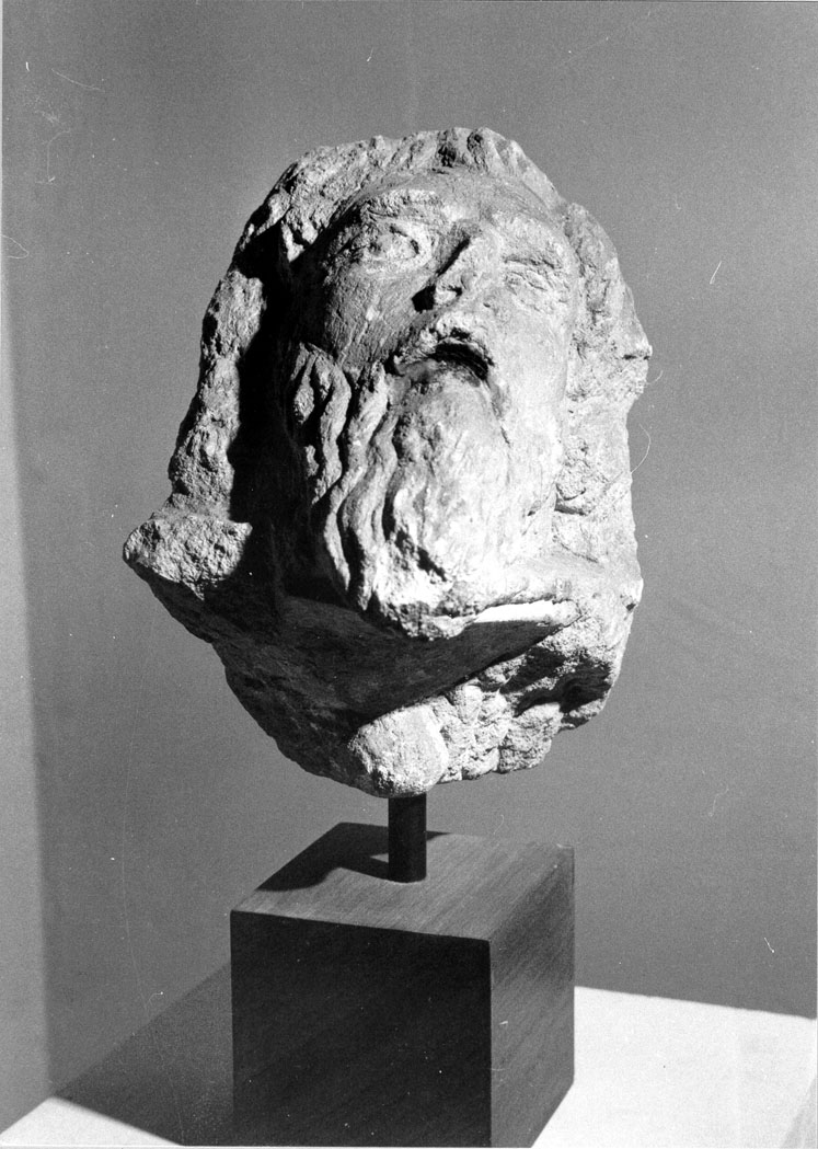 testa d'uomo (scultura, frammento) - ambito toscano (sec. XIII)