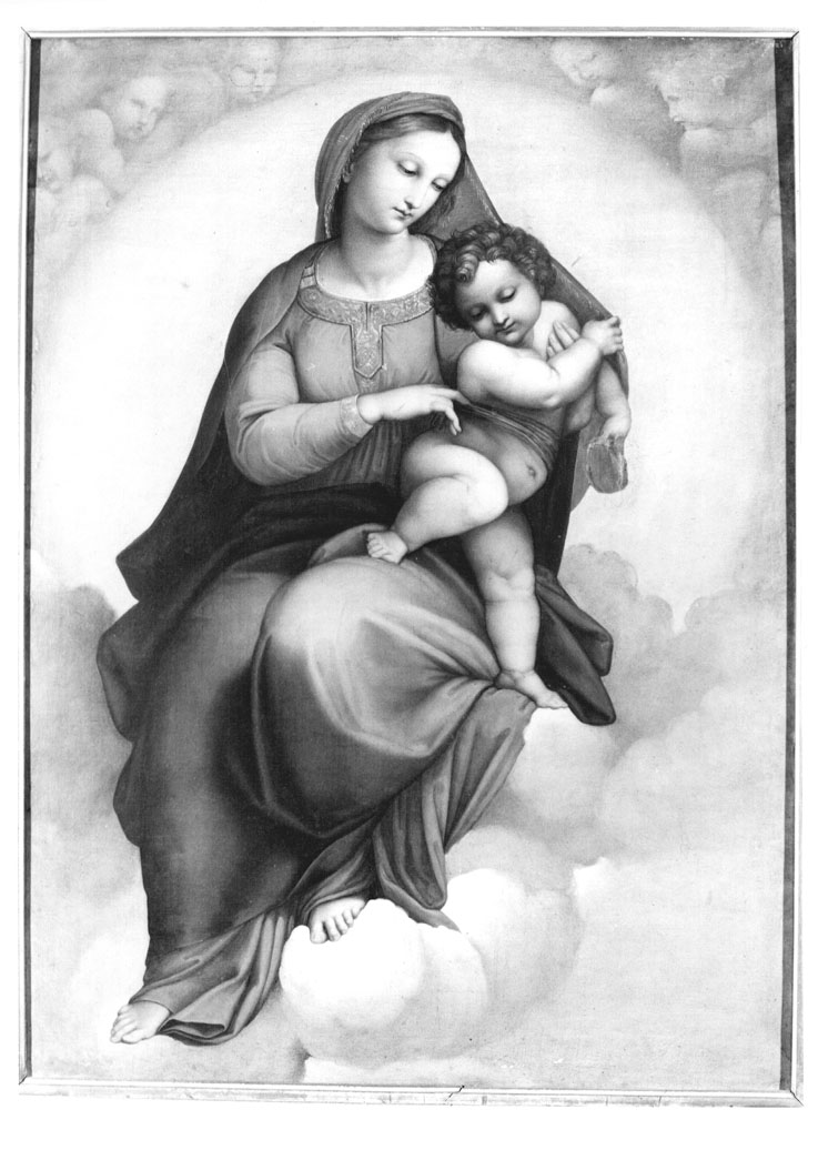 Madonna con Bambino in gloria (dipinto) di Podesti Francesco (sec. XIX)
