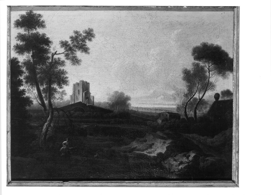 paesaggio con architetture (dipinto) - ambito marchigiano (fine/inizio secc. XVIII/ XIX)