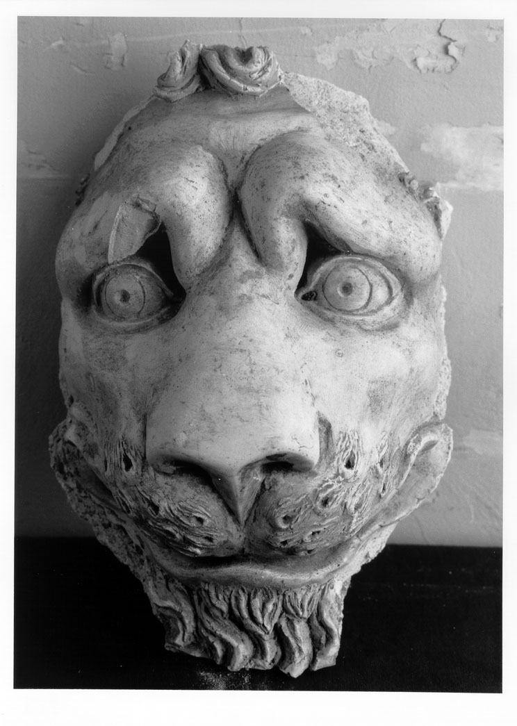 testa di leone (decorazione plastica, frammento) - bottega marchigiana (fine/inizio secc. XVIII/ XIX)