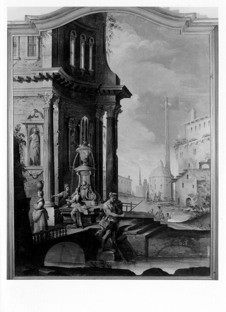 veduta prospettica (dipinto) di Bertucci Niccolò detto Nicola d'Ancona (attribuito), Bertuzzi Nicola detto Anconitano (attribuito) (sec. XVIII)