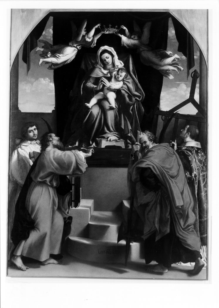 Madonna con Bambino e Santi (dipinto) di Lotto Lorenzo (sec. XVI)