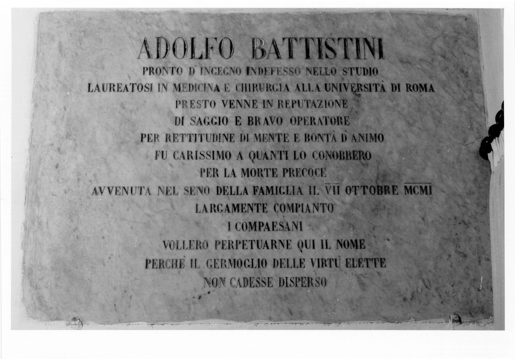 lapide commemorativa - bottega italiana (primo quarto sec. XX)