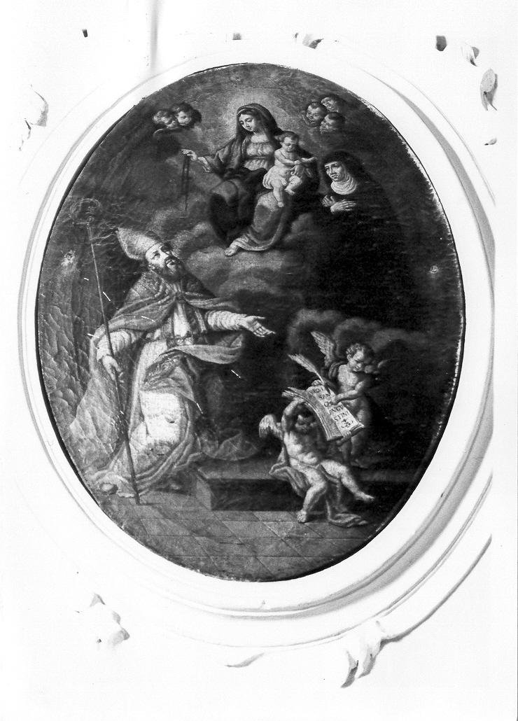 Madonna con Bambino, Sant'Agostino e Santa Monica (dipinto) di Maratta Carlo (maniera) (sec. XVII)