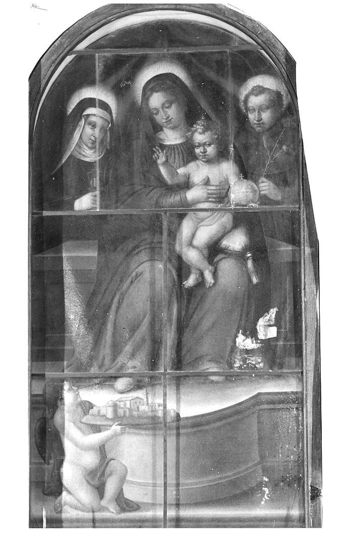 Madonna che riceve in dono la città di Fiastra e Santi (dipinto) - ambito marchigiano (seconda metà sec. XVI)
