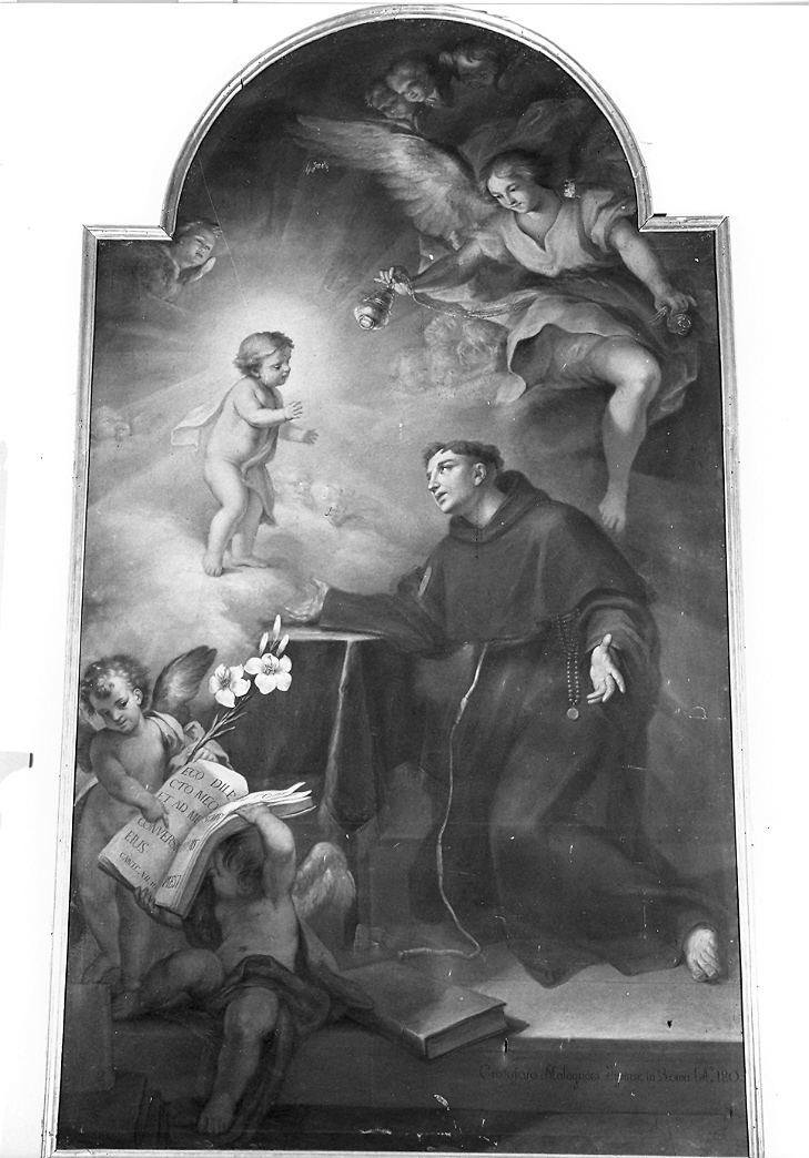 apparizione di Gesù Bambino a Sant'Antonio da Padova (dipinto) di Malagricci Cristoforo (sec. XIX)