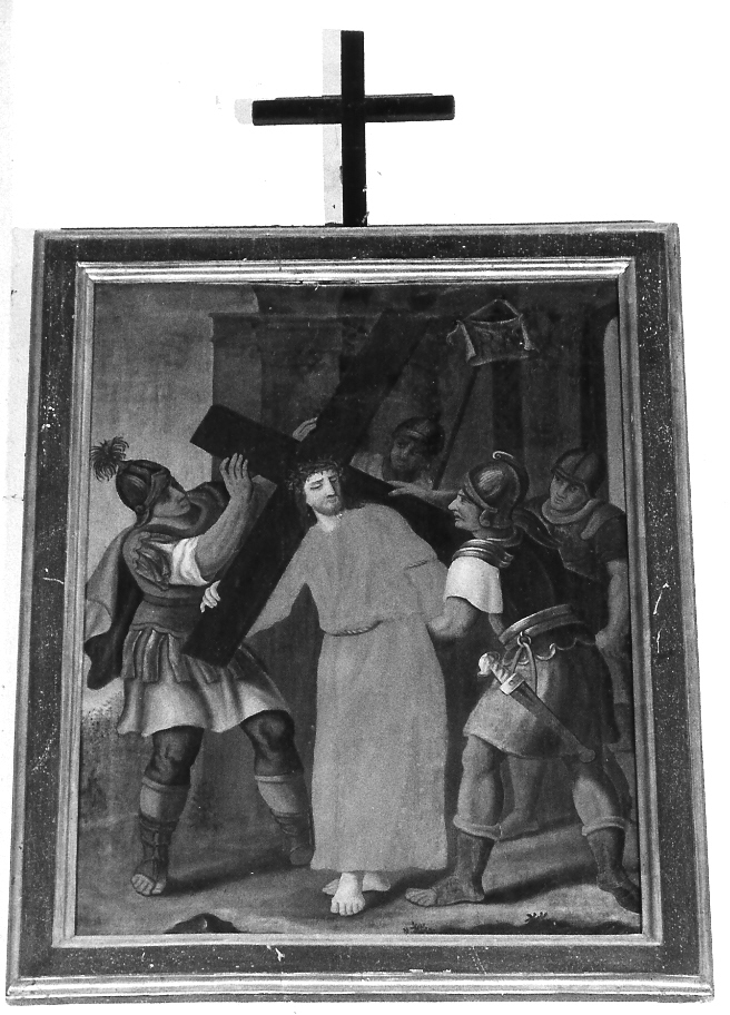 stazione II: Gesù caricato della croce (dipinto, elemento d'insieme) - ambito marchigiano (fine/inizio secc. XVI/ XVII)