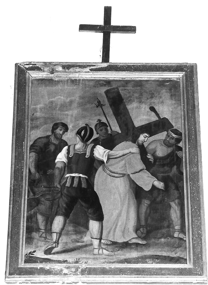 stazione V: Gesù aiutato da Simone il Cireneo a portare la croce (dipinto, elemento d'insieme) - ambito marchigiano (fine/inizio secc. XVI/ XVII)