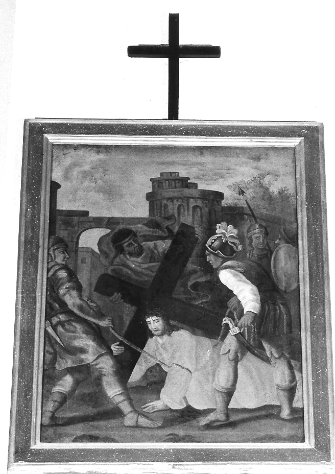 stazione VII: Gesù cade sotto la croce la seconda volta (dipinto, elemento d'insieme) - ambito marchigiano (fine/inizio secc. XVI/ XVII)
