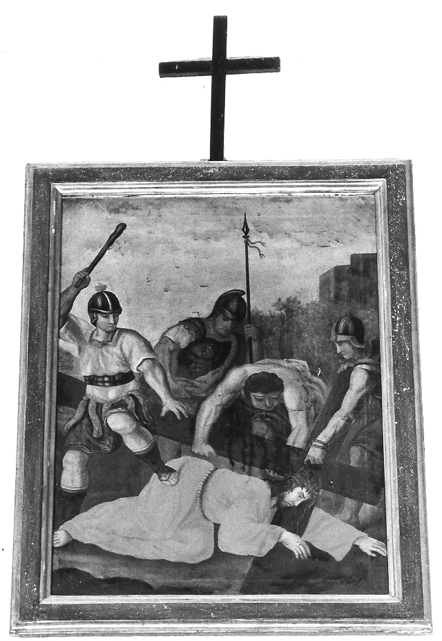 stazione IX: Gesù cade sotto la croce la terza volta (dipinto, elemento d'insieme) - ambito marchigiano (fine/inizio secc. XVI/ XVII)