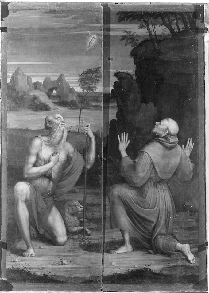 San Francesco d'Assisi riceve le stimmate (dipinto, pendant) di Raffaellino del Colle (secondo quarto sec. XVI)