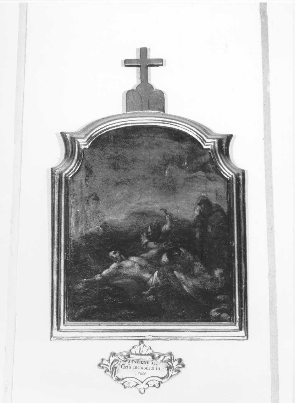 stazione XI: Gesù inchiodato alla croce (dipinto, ciclo) - ambito marchigiano (sec. XVIII)