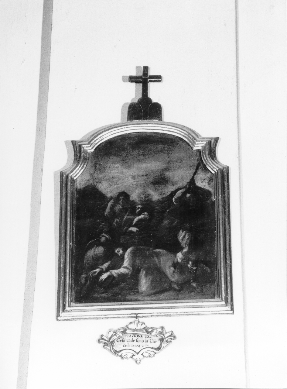 stazione IX: Gesù cade sotto la croce la terza volta (dipinto, ciclo) - ambito marchigiano (sec. XVIII)