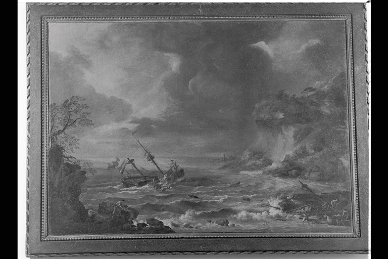 paesaggio con mare in tempesta (dipinto) - ambito marchigiano (metà sec. XVIII)