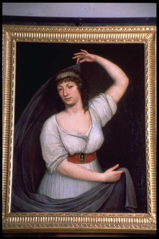 ritratto femminile con velo (dipinto) - ambito marchigiano (primo quarto sec. XIX)