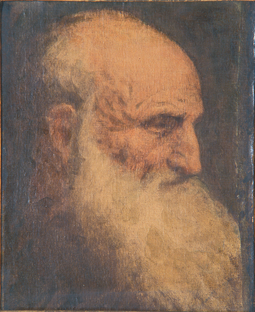 testa virile con barba (dipinto) - ambito Italia centrale (primo quarto sec. XX)