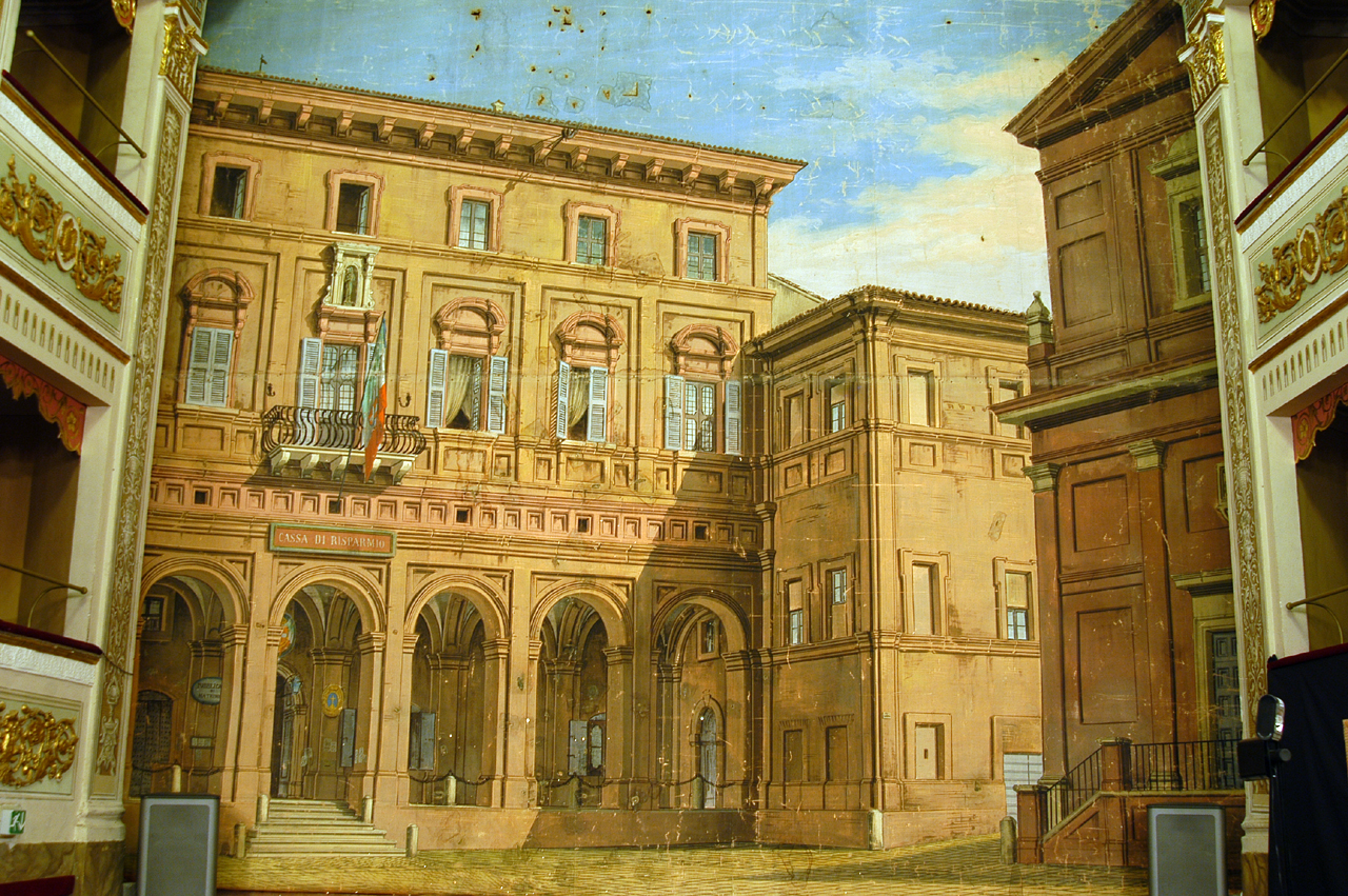 veduta del Palazzo Comunale di Ostra (sipario) di Andreani Enrico (sec. XIX)