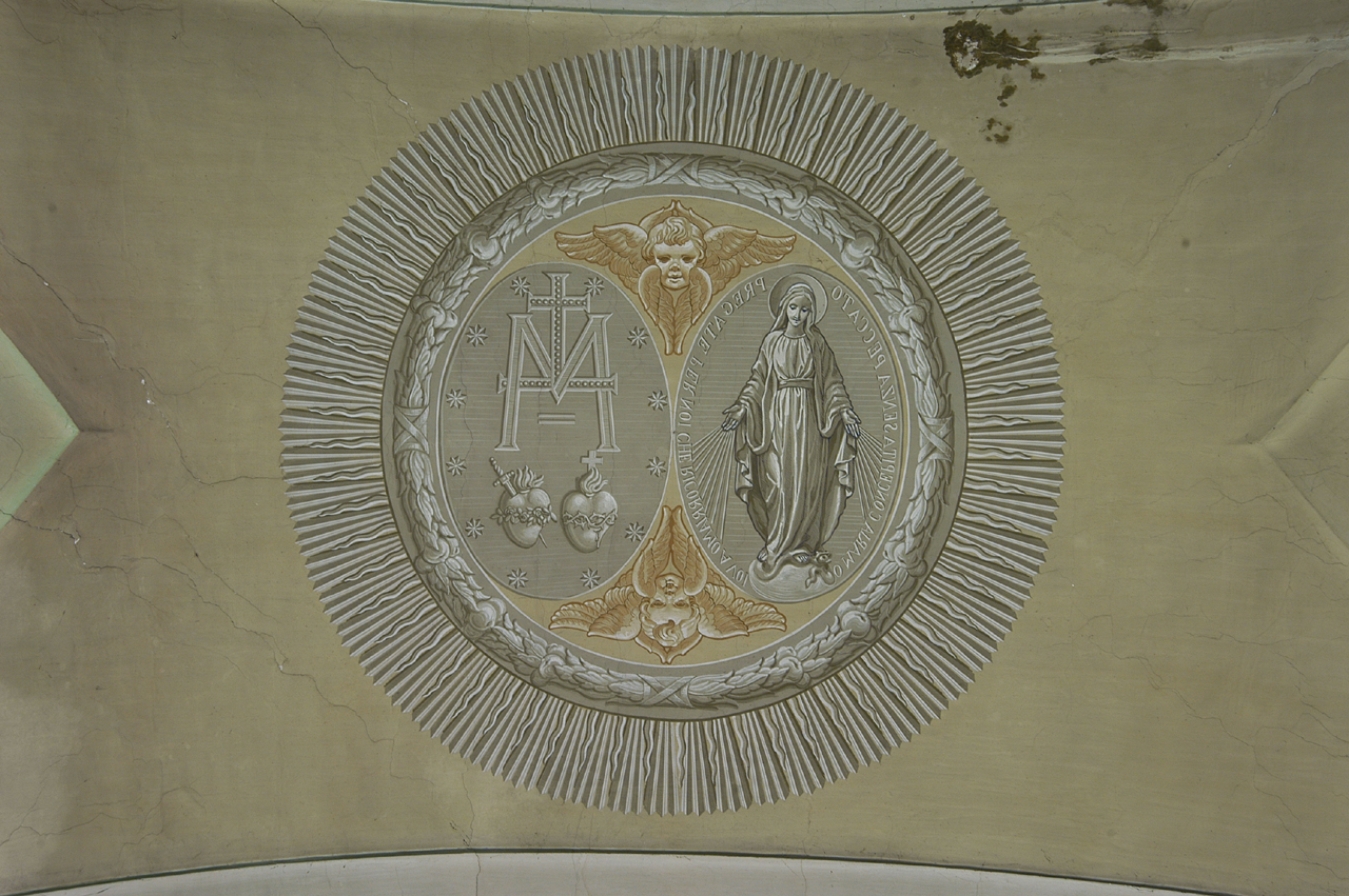 sole raggiato con Madonna Immacolata e monogramma mariano (dipinto) - ambito marchigiano (prima metà sec. XX)