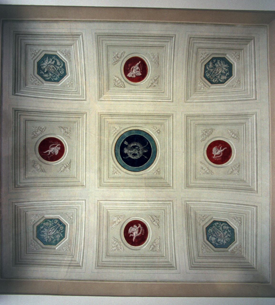 motivi decorativi a cassettoni (soffitto dipinto) - ambito marchigiano (prima metà sec. XX)