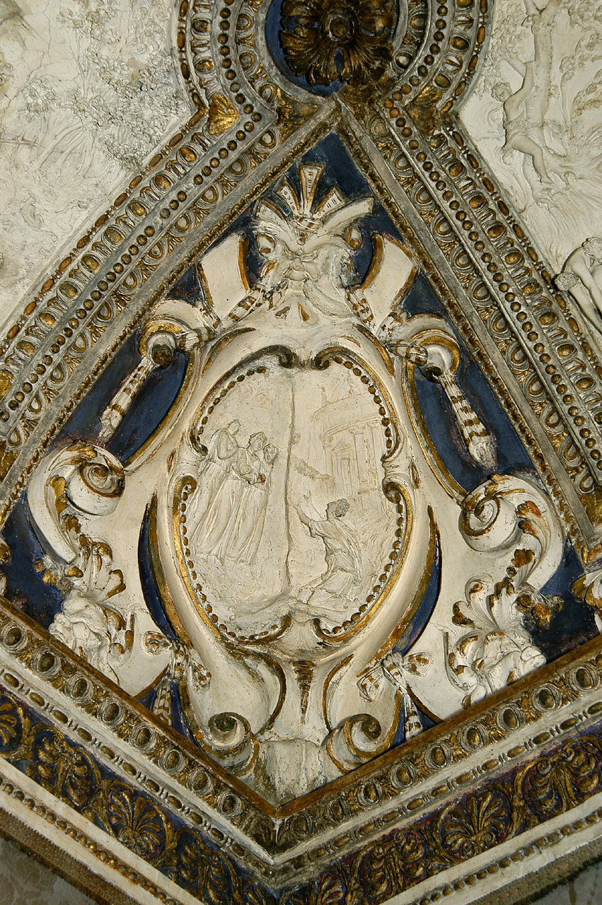 Abramo si prostra davanti agli angeli (decorazione plastica) di Brandani Federico (sec. XVI)