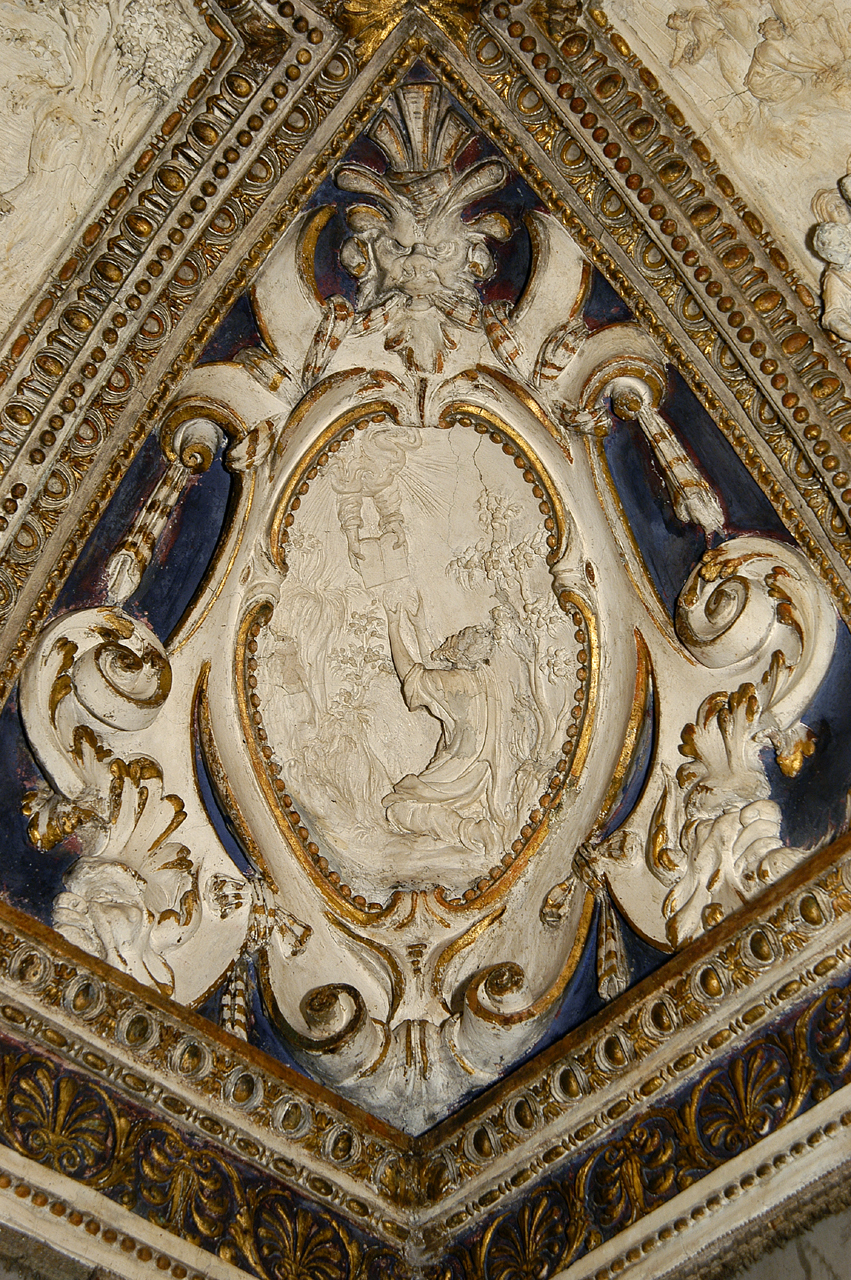 Mosè riceve da Dio le tavole della legge (decorazione plastica) di Brandani Federico (sec. XVI)