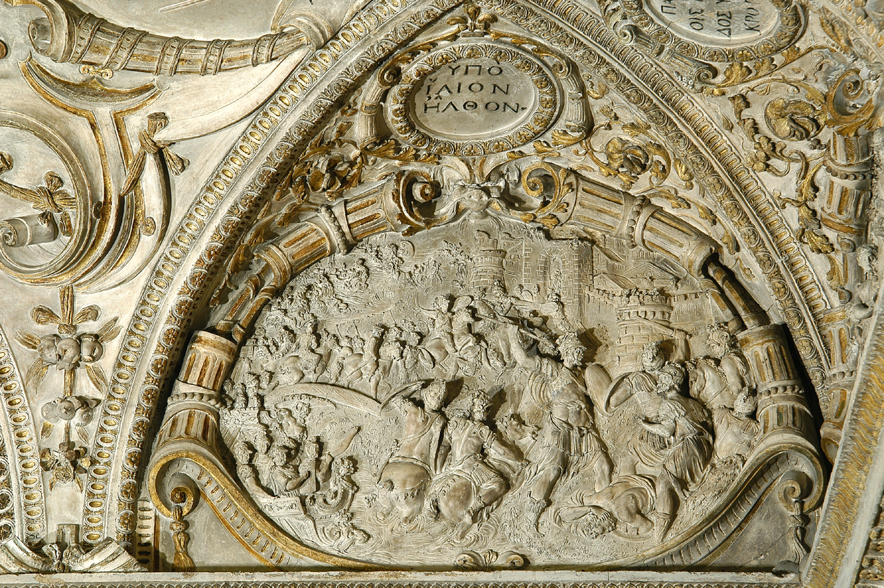 flotta achea a Troia (decorazione plastica) di Brandani Federico (sec. XVI)