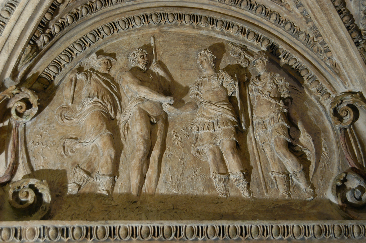 imperatore tra divinità (decorazione plastica) di Brandani Federico (e aiuti) (sec. XVI)