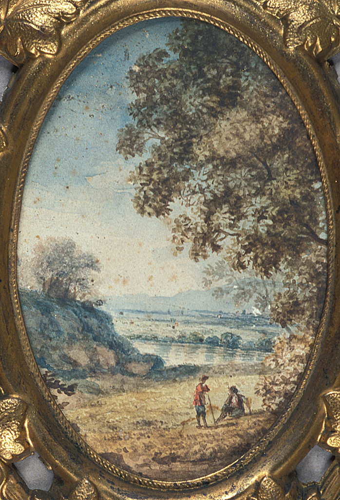 paesaggio campestre con figure (dipinto) di De Capo Francesco (sec. XIX)