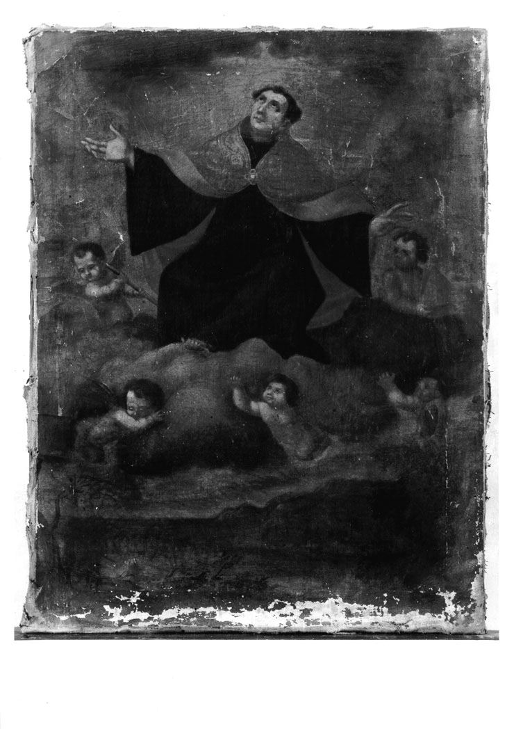 Santo vescovo in gloria (dipinto) - ambito marchigiano (sec. XVIII)