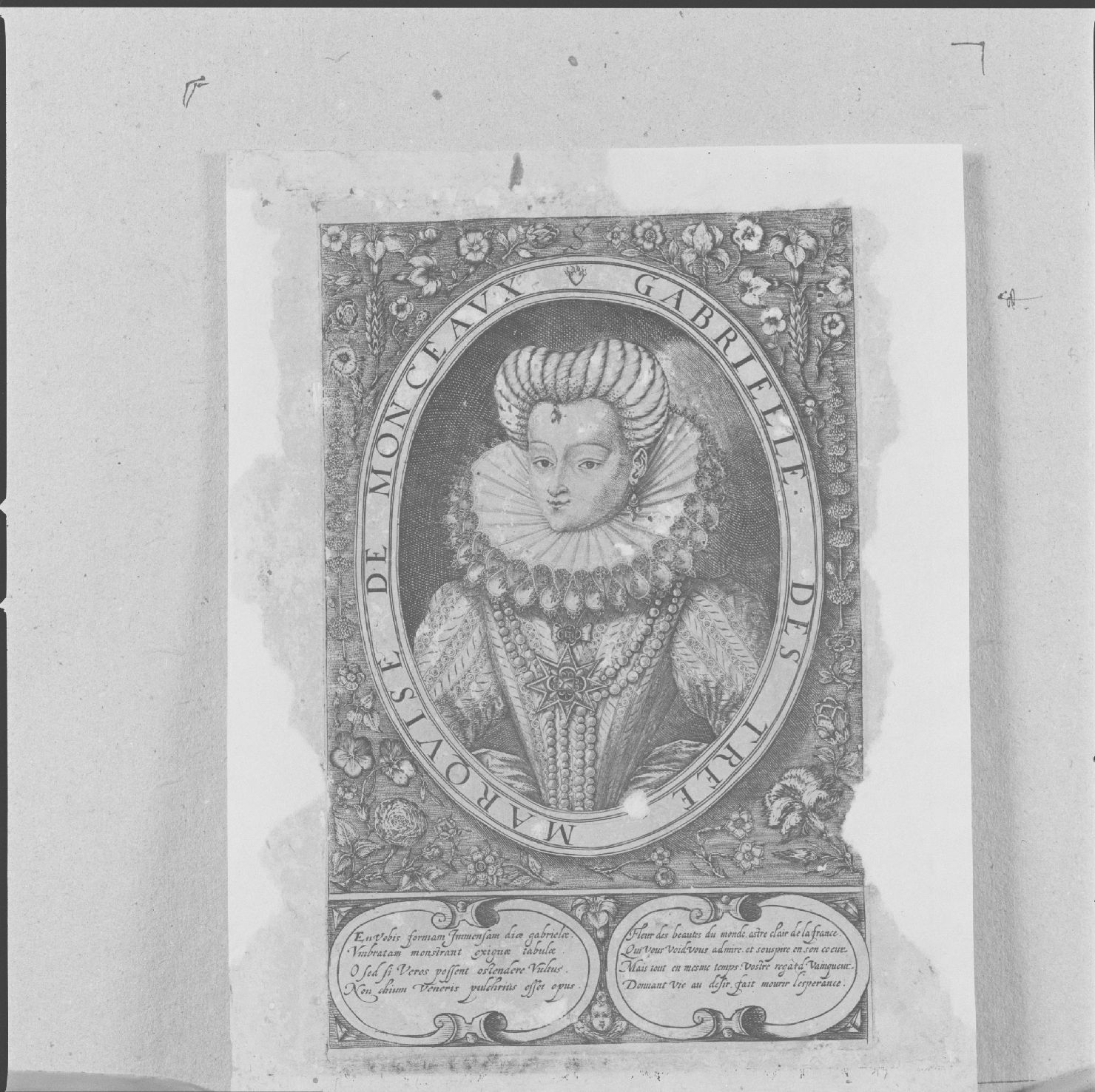 ritratto di Gabrielle des Tree marchesa di Monceaux (stampa) - ambito francese, ambito francese, ambito francese (ultimo quarto sec. XVI)