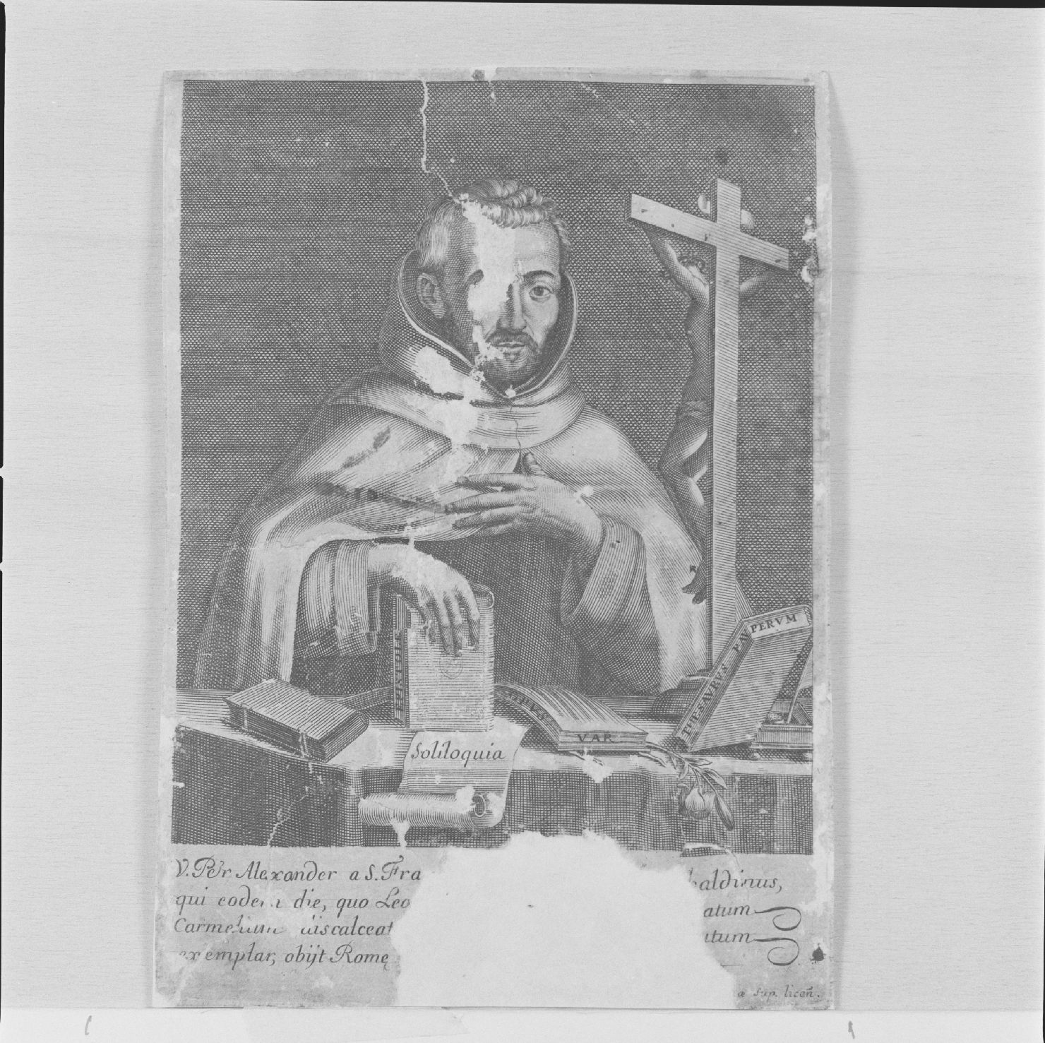 ritratto di frate francescano (stampa tagliata) - ambito italiano (sec. XVII)